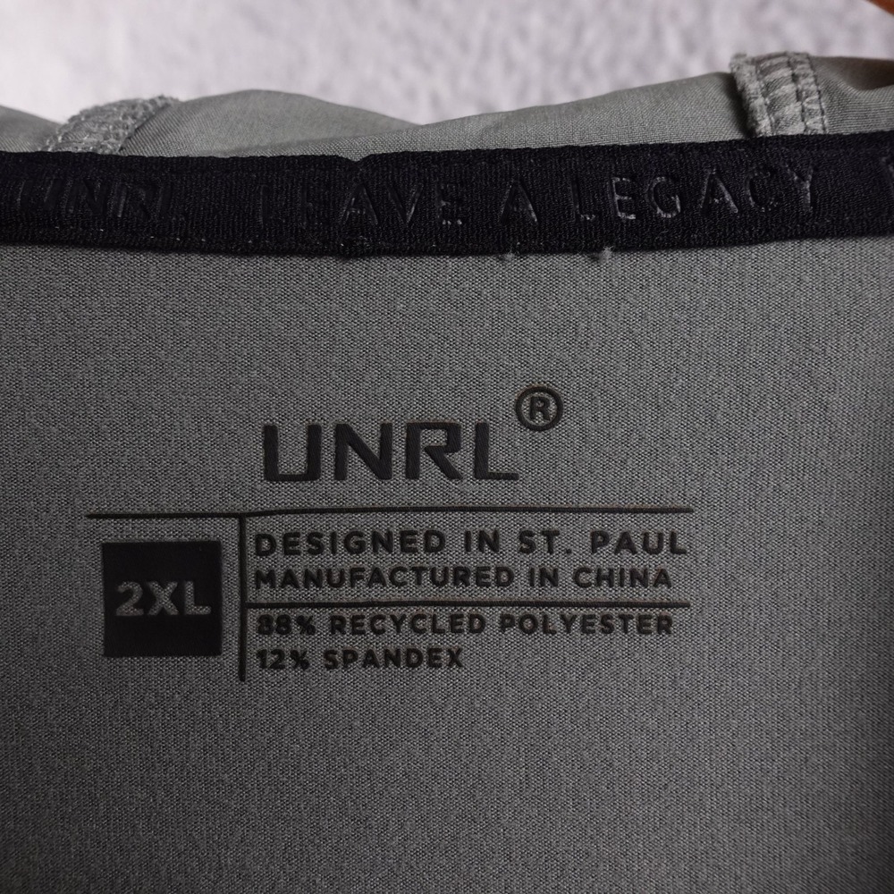UNRL Mens 2XL Crossover Hoodie Gray Recycled Polyester Spandex Active Pullover - Picture 3 of 7
